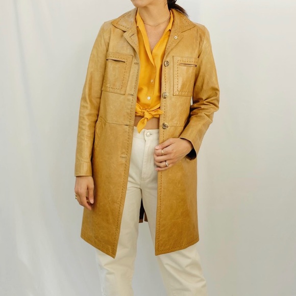 Hey Jude: vintage reworked tan leather jacket Sz small (Excellent Condition) - Picture 1 of 8